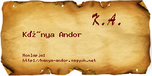 Kánya Andor névjegykártya