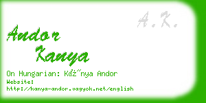 andor kanya business card